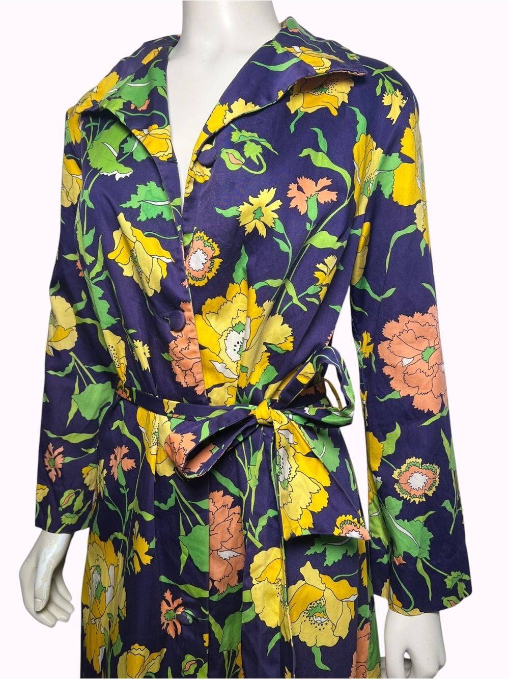 Vintage 1970s St. Michael Cotton Maxi Shirt Dress